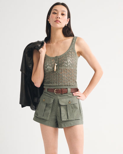 Abercrombie High Rise Belted Cargo Short