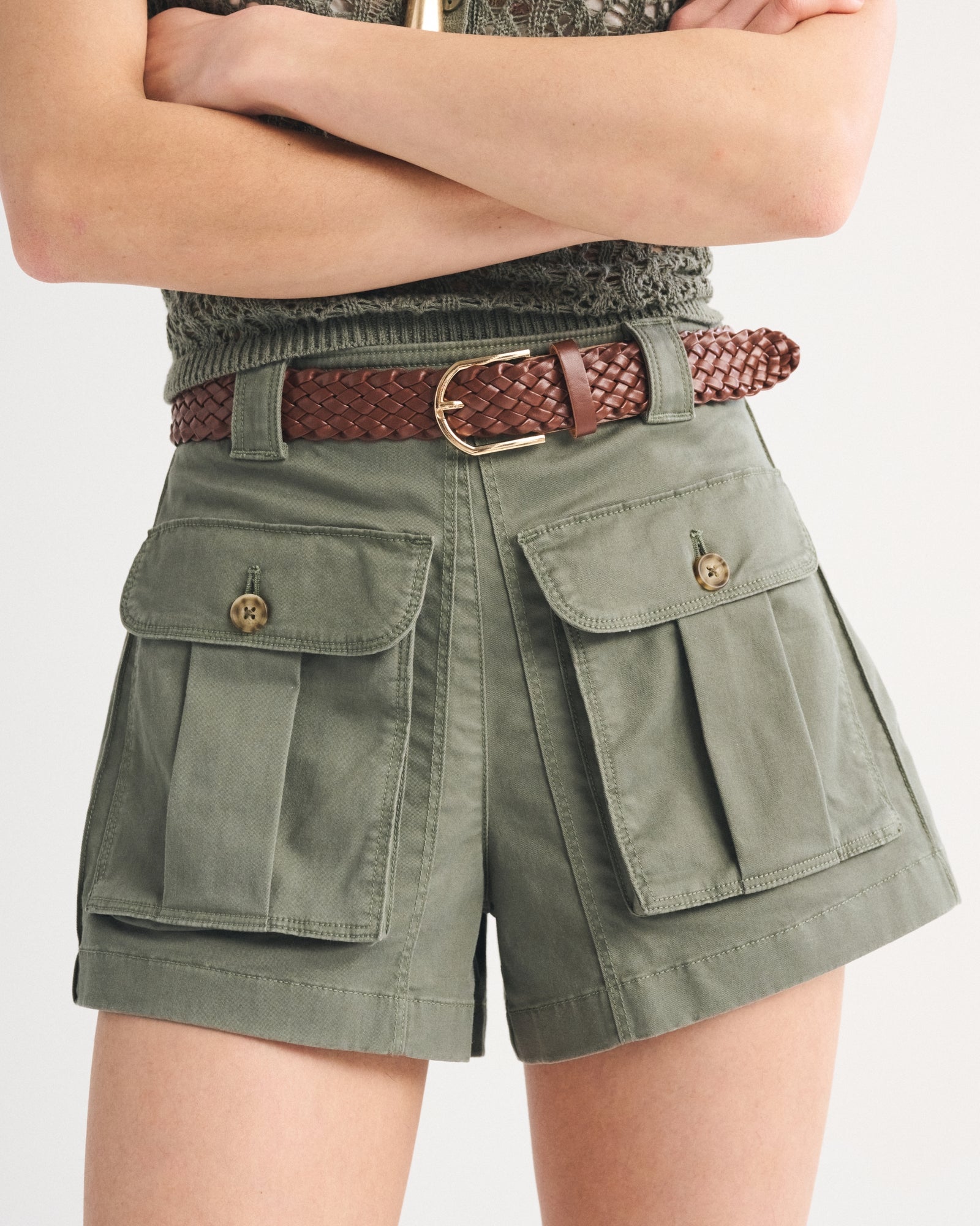 Abercrombie High Rise Belted Cargo Short