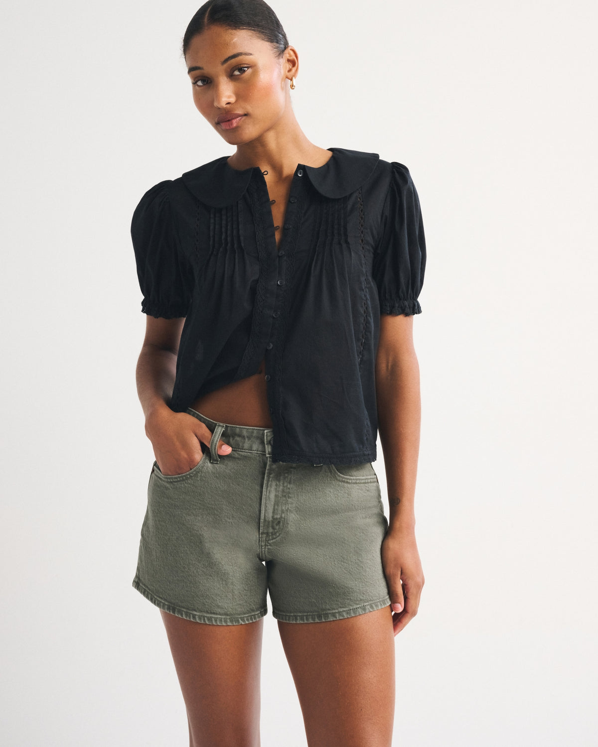 Abercrombie Curve Love Mid Rise A-Line Short