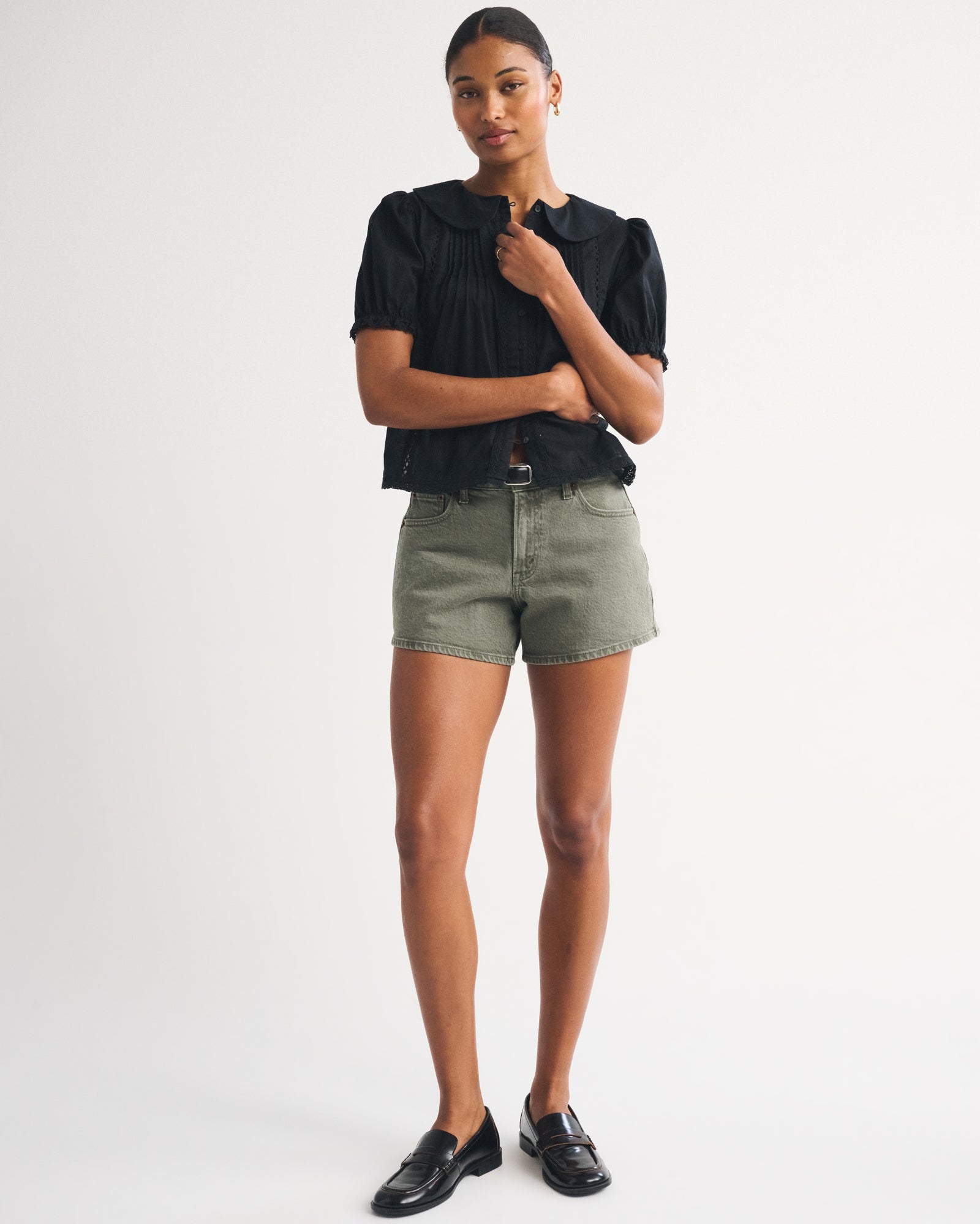 Abercrombie Curve Love Mid Rise A-Line Short