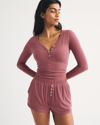Abercrombie High Rise Ribbed Lounge Short