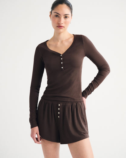 Abercrombie High Rise Ribbed Lounge Short