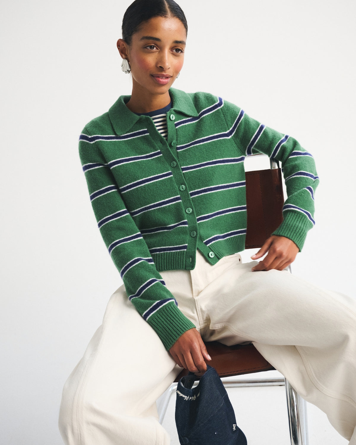 Abercrombie Merino Wool-Blend Shrunken Collared Cardigan