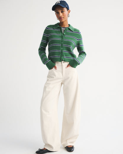 Abercrombie Merino Wool-Blend Shrunken Collared Cardigan