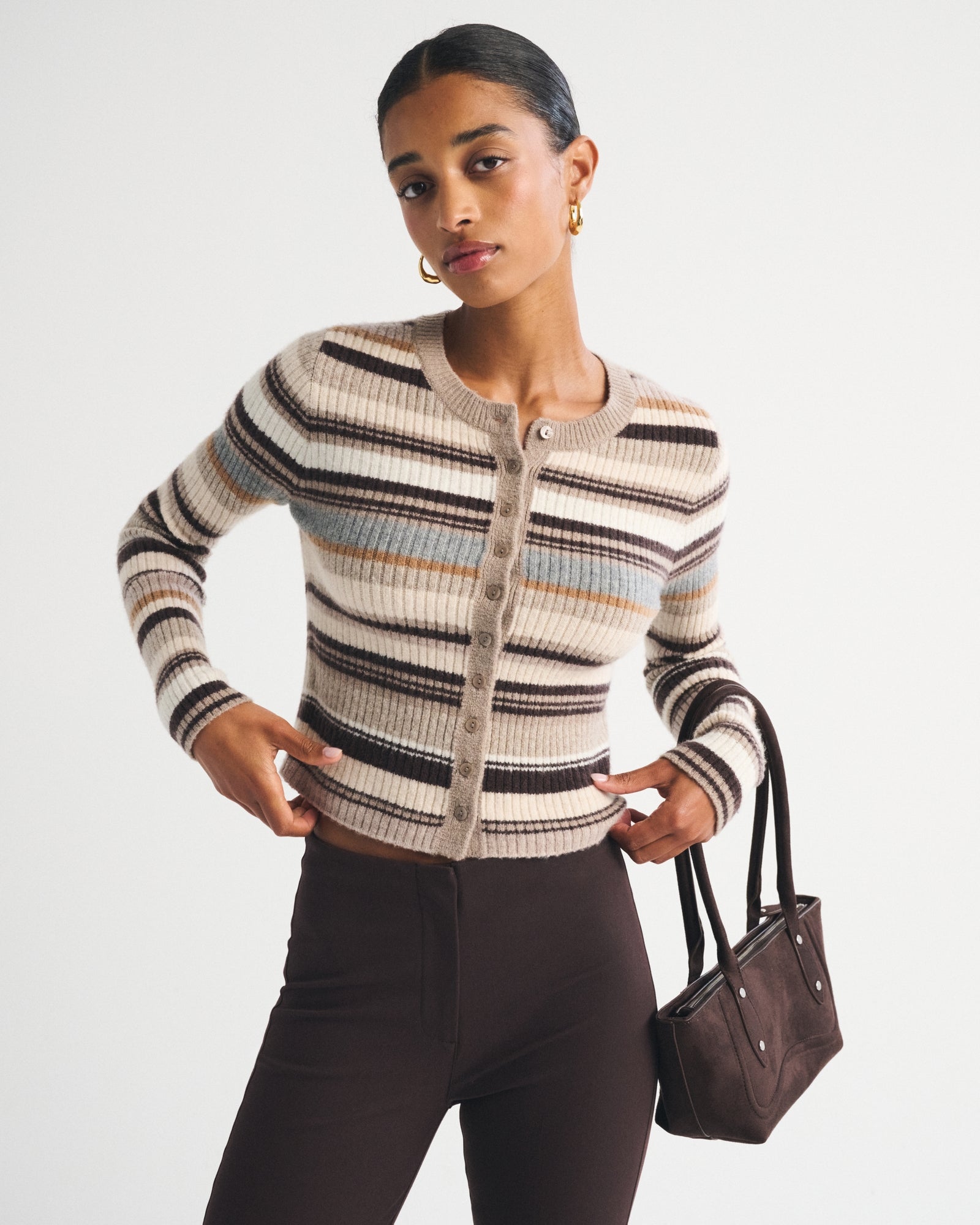 Abercrombie Merino Wool-Blend Shrunken Crew Cardigan