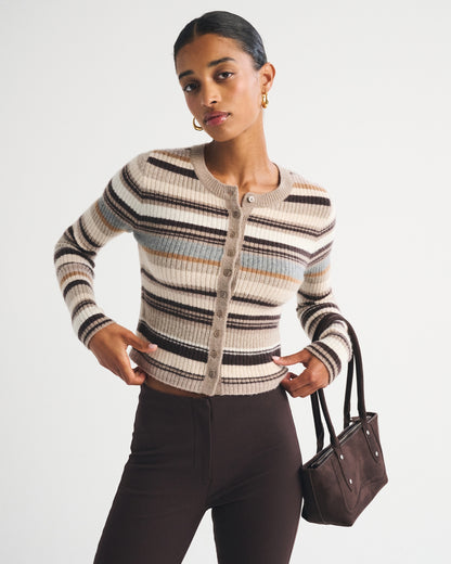 Abercrombie Merino Wool-Blend Shrunken Crew Cardigan