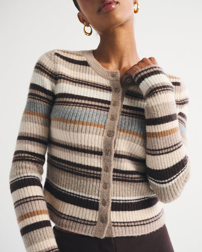 Abercrombie Merino Wool-Blend Shrunken Crew Cardigan