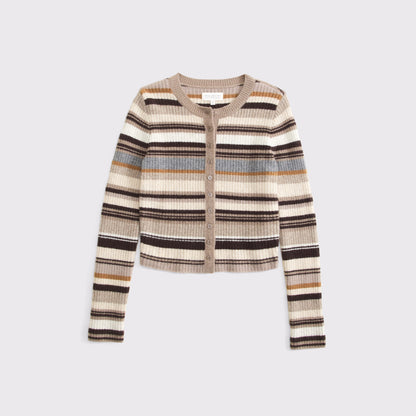 Abercrombie Merino Wool-Blend Shrunken Crew Cardigan