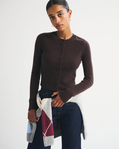 Abercrombie Merino Wool-Blend Shrunken Crew Cardigan