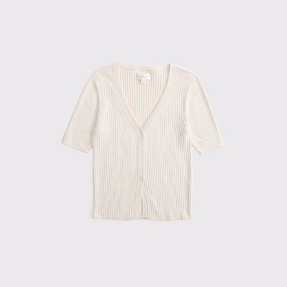 Abercrombie 100% Cotton Rib Half-Sleeve Cardigan