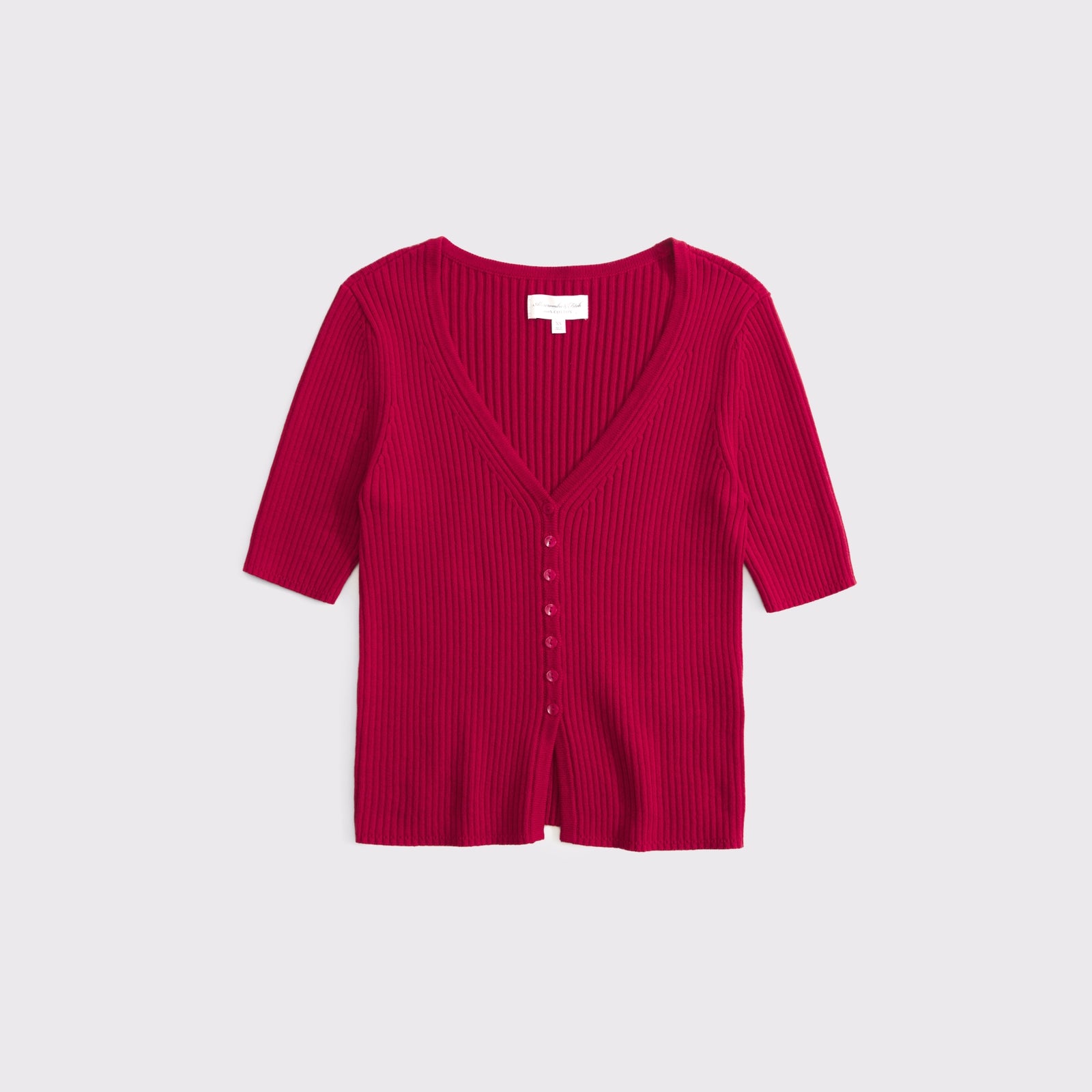 Abercrombie 100% Cotton Rib Half-Sleeve Cardigan