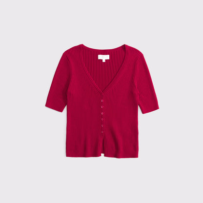 Abercrombie 100% Cotton Rib Half-Sleeve Cardigan