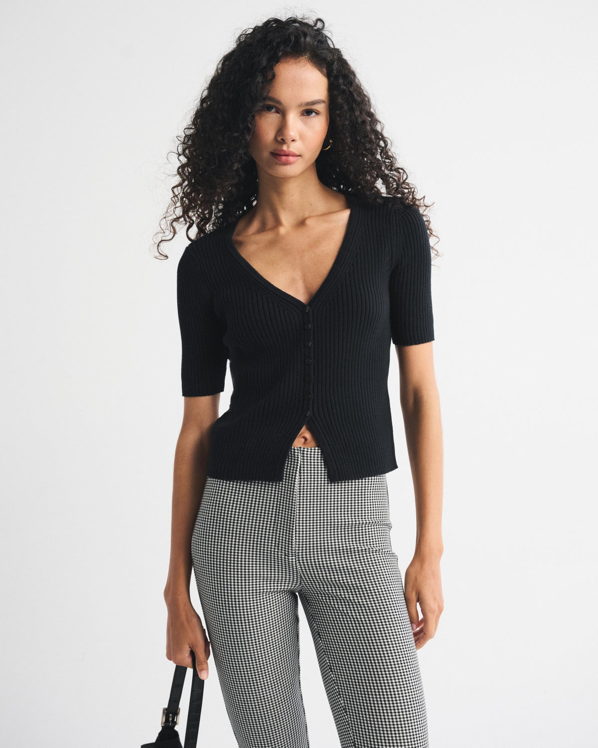 Abercrombie 100% Cotton Rib Half-Sleeve Cardigan