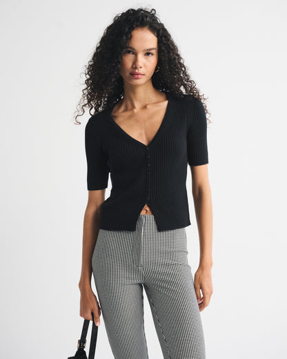 Abercrombie 100% Cotton Rib Half-Sleeve Cardigan