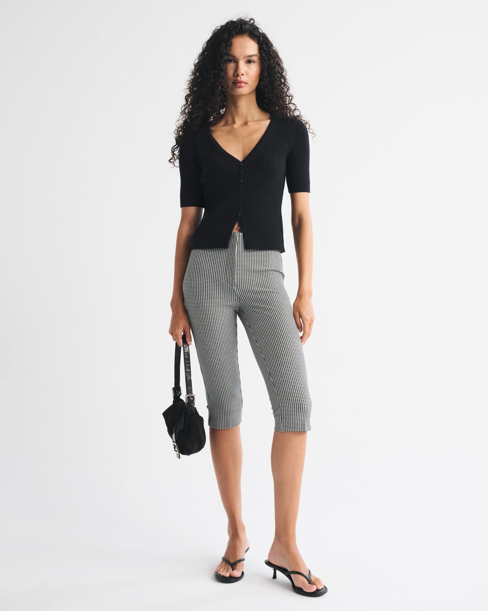 Abercrombie 100% Cotton Rib Half-Sleeve Cardigan