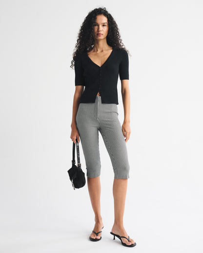 Abercrombie 100% Cotton Rib Half-Sleeve Cardigan