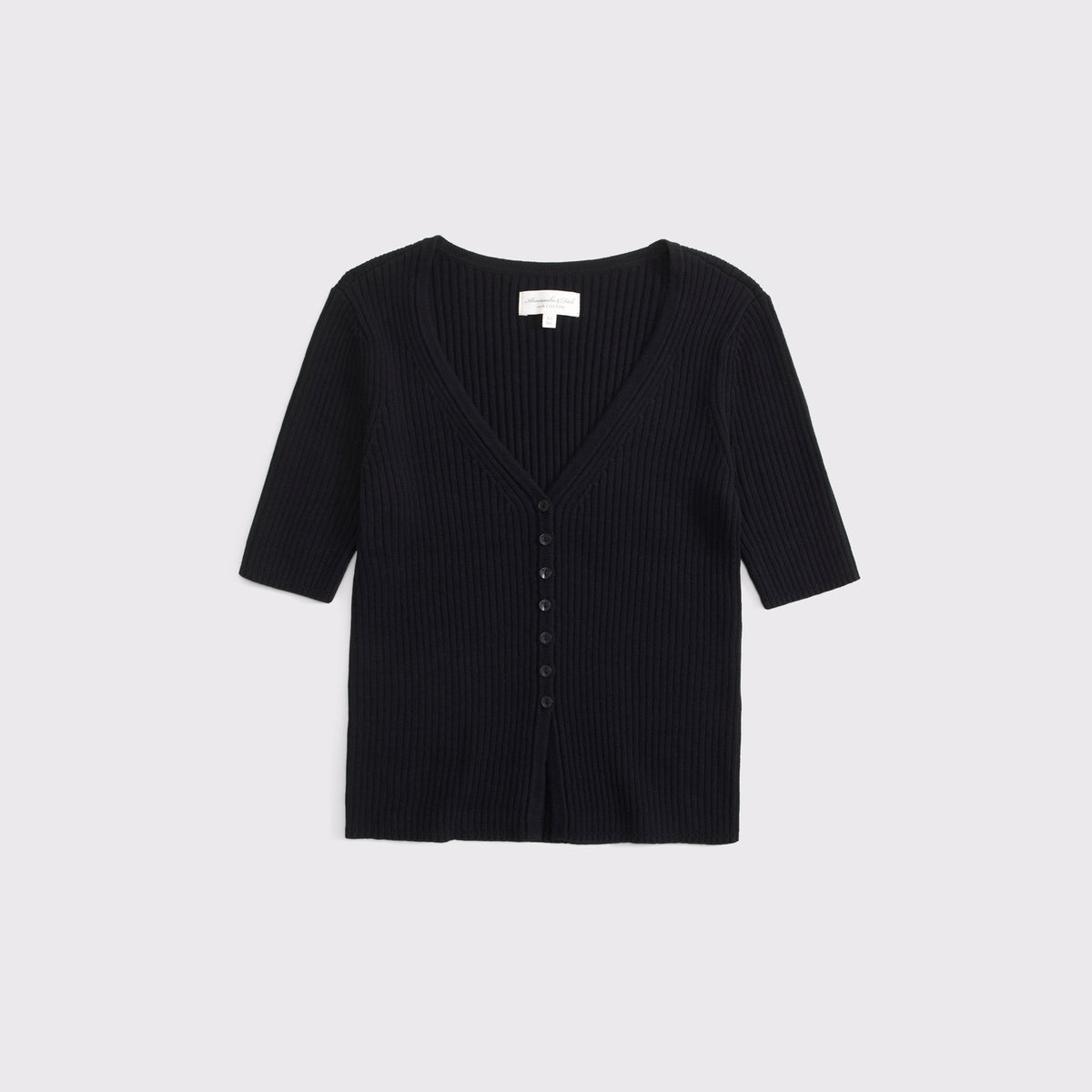 Abercrombie 100% Cotton Rib Half-Sleeve Cardigan