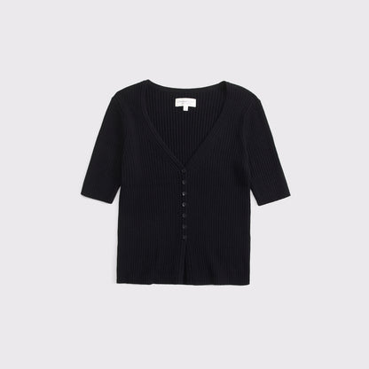 Abercrombie 100% Cotton Rib Half-Sleeve Cardigan