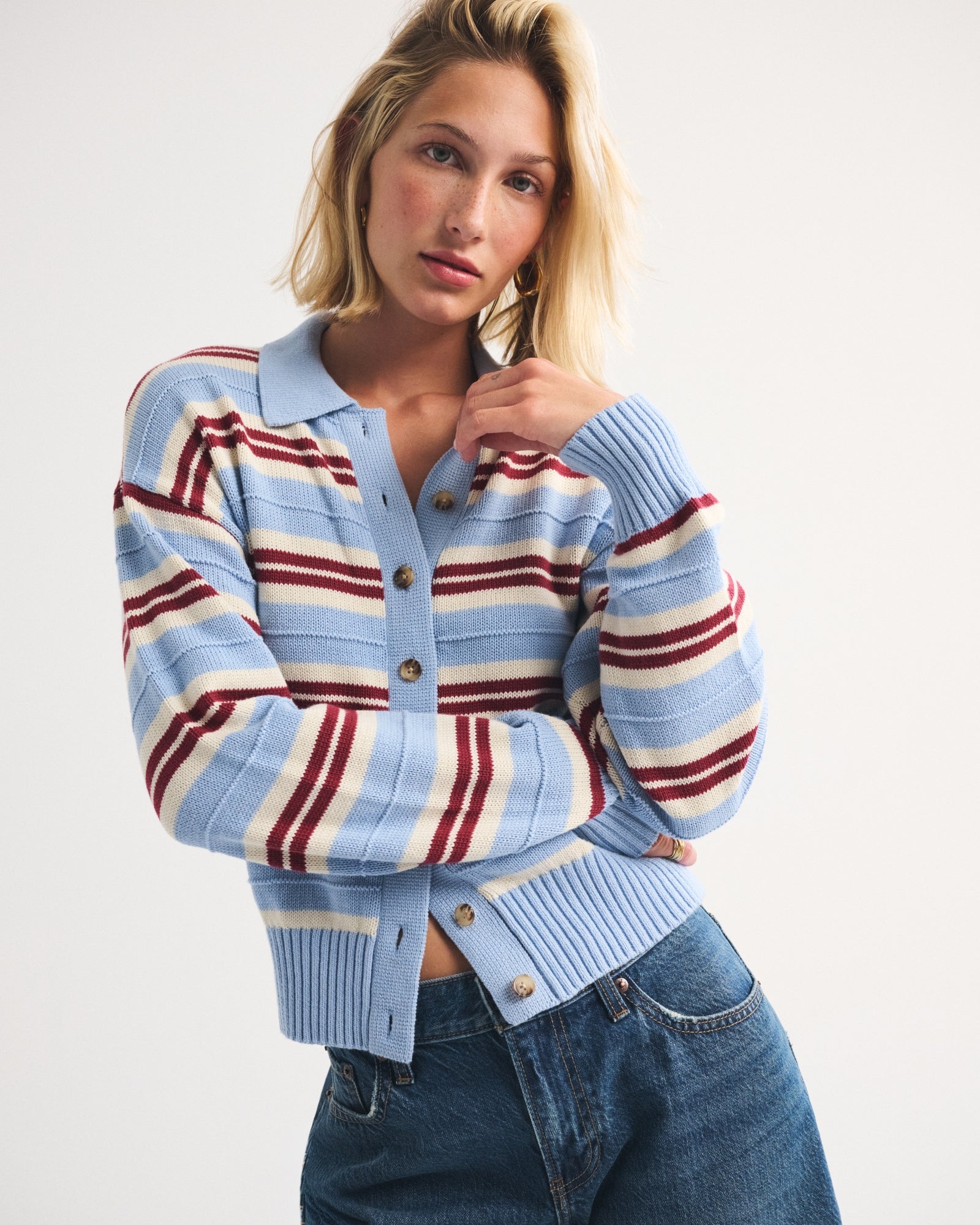 Abercrombie 100% Cotton Collared Cardigan
