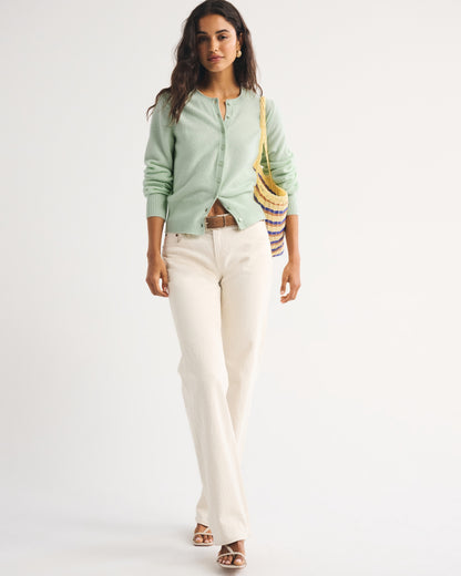 Abercrombie 100% Merino Wool Banded Crew Cardigan