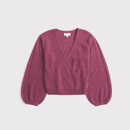 Abercrombie 100% Merino Wool Pointelle Wrap Sweater
