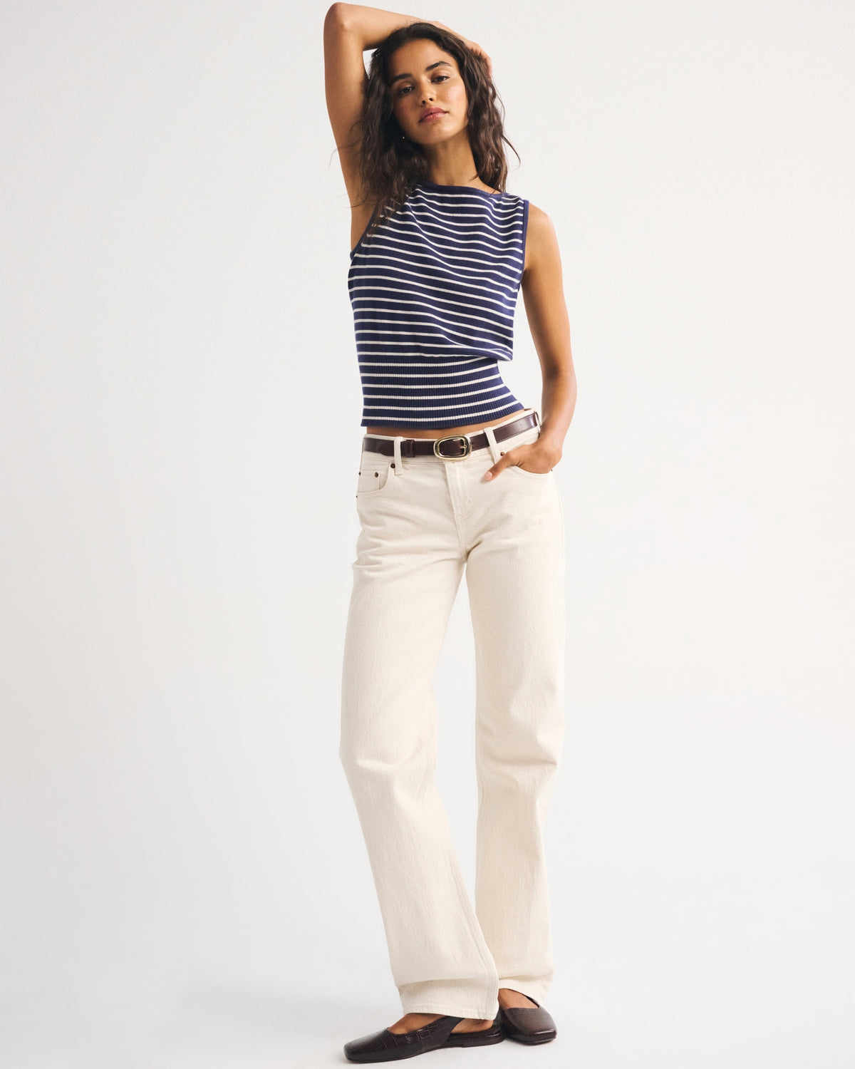 Abercrombie Cotton-Cashmere Blend Banded Shell Sweater
