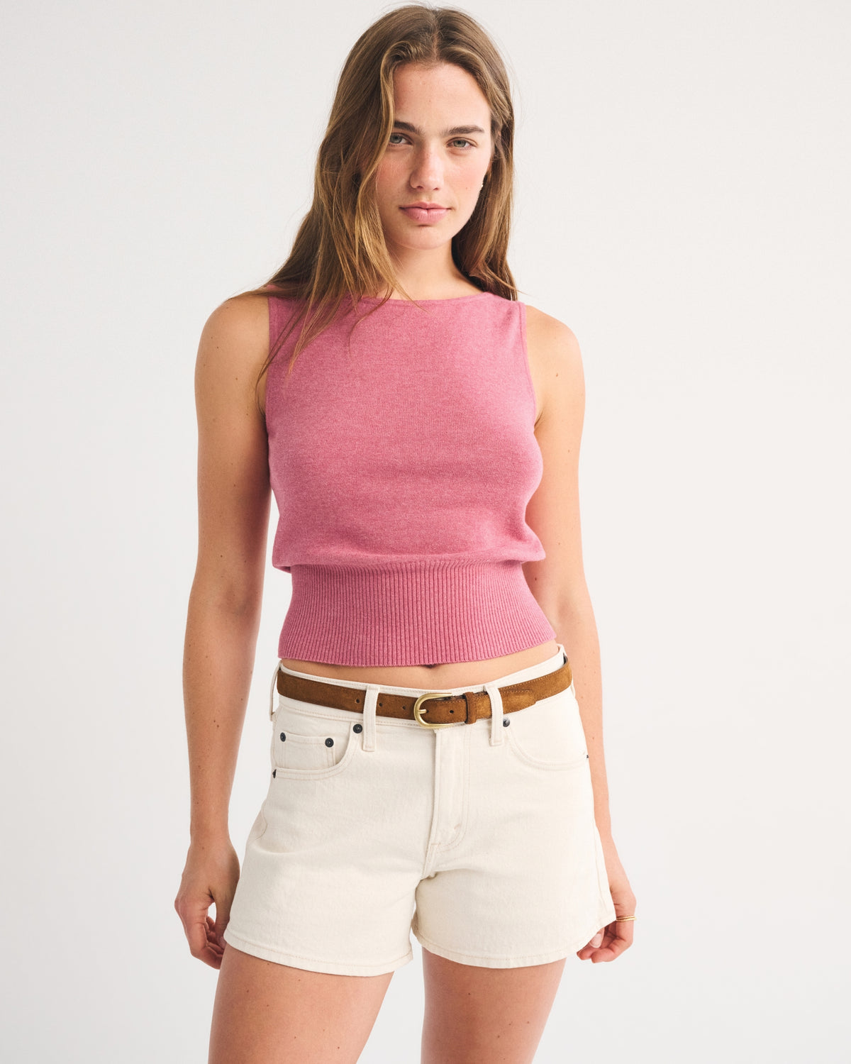 Abercrombie Cotton-Cashmere Blend Banded Shell Sweater