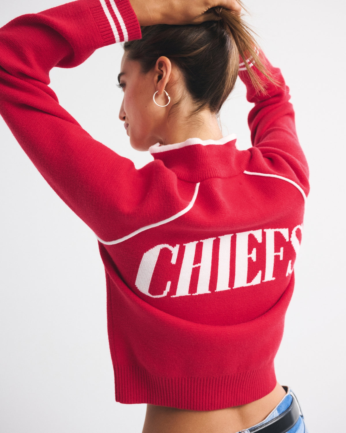 Abercrombie Kansas City Chiefs Mockneck Zipper Cardigan