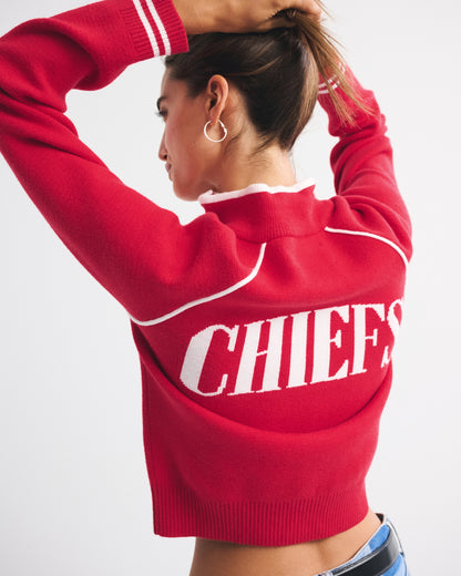 Abercrombie Kansas City Chiefs Mockneck Zipper Cardigan