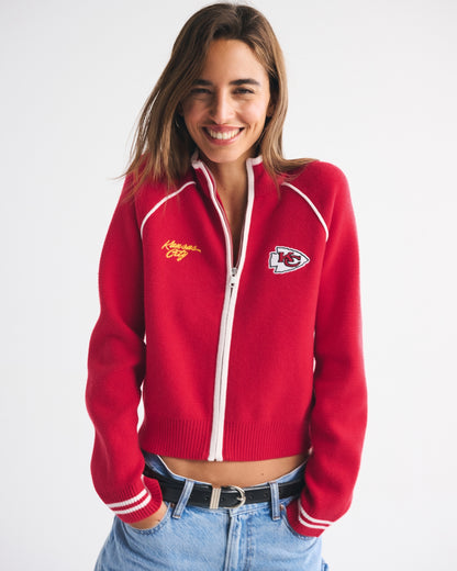 Abercrombie Kansas City Chiefs Mockneck Zipper Cardigan