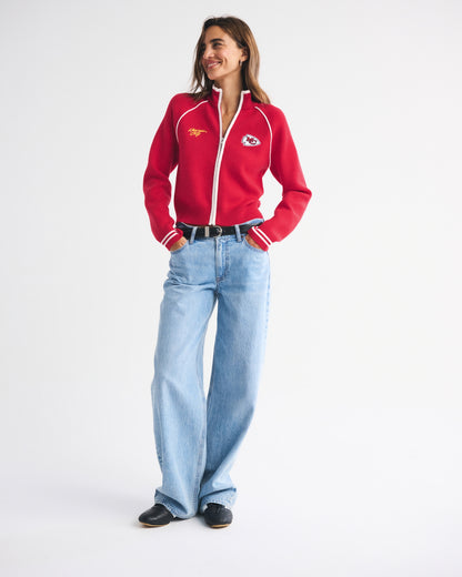 Abercrombie Kansas City Chiefs Mockneck Zipper Cardigan