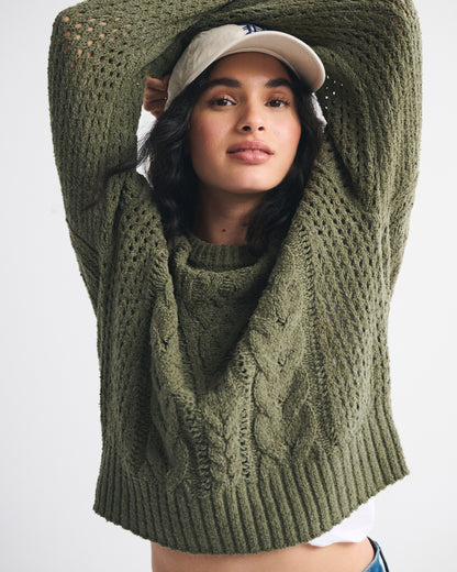 Abercrombie Textural Stitch Cable Crew Sweater