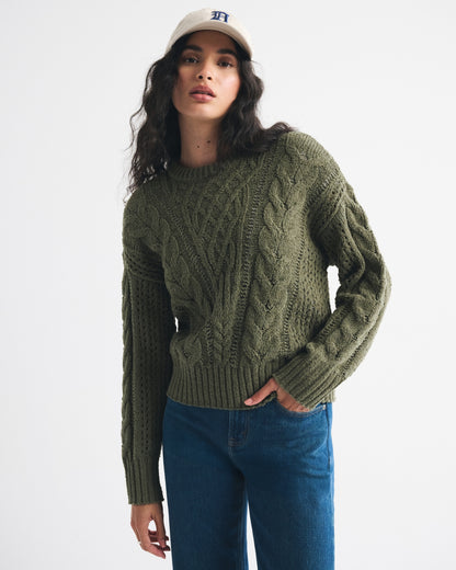 Abercrombie Textural Stitch Cable Crew Sweater