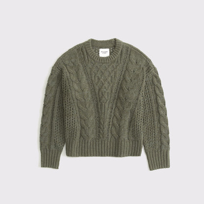 Abercrombie Textural Stitch Cable Crew Sweater