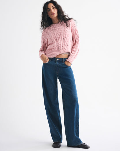 Abercrombie Textural Stitch Cable Crew Sweater
