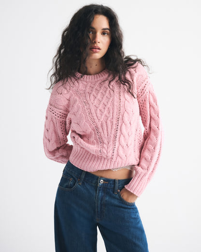 Abercrombie Textural Stitch Cable Crew Sweater