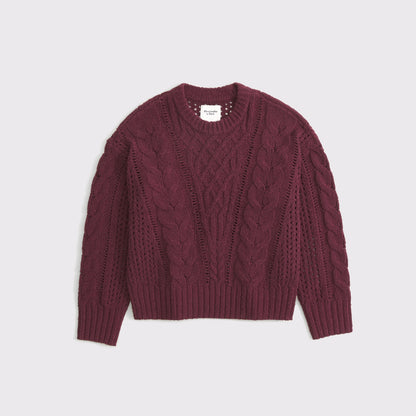 Abercrombie Textural Stitch Cable Crew Sweater