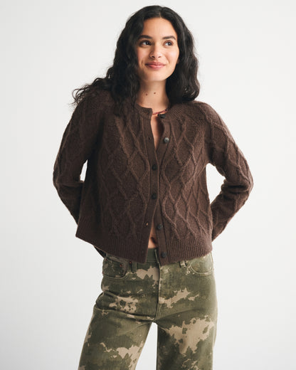 Abercrombie Cable-Knit Crew Cardigan