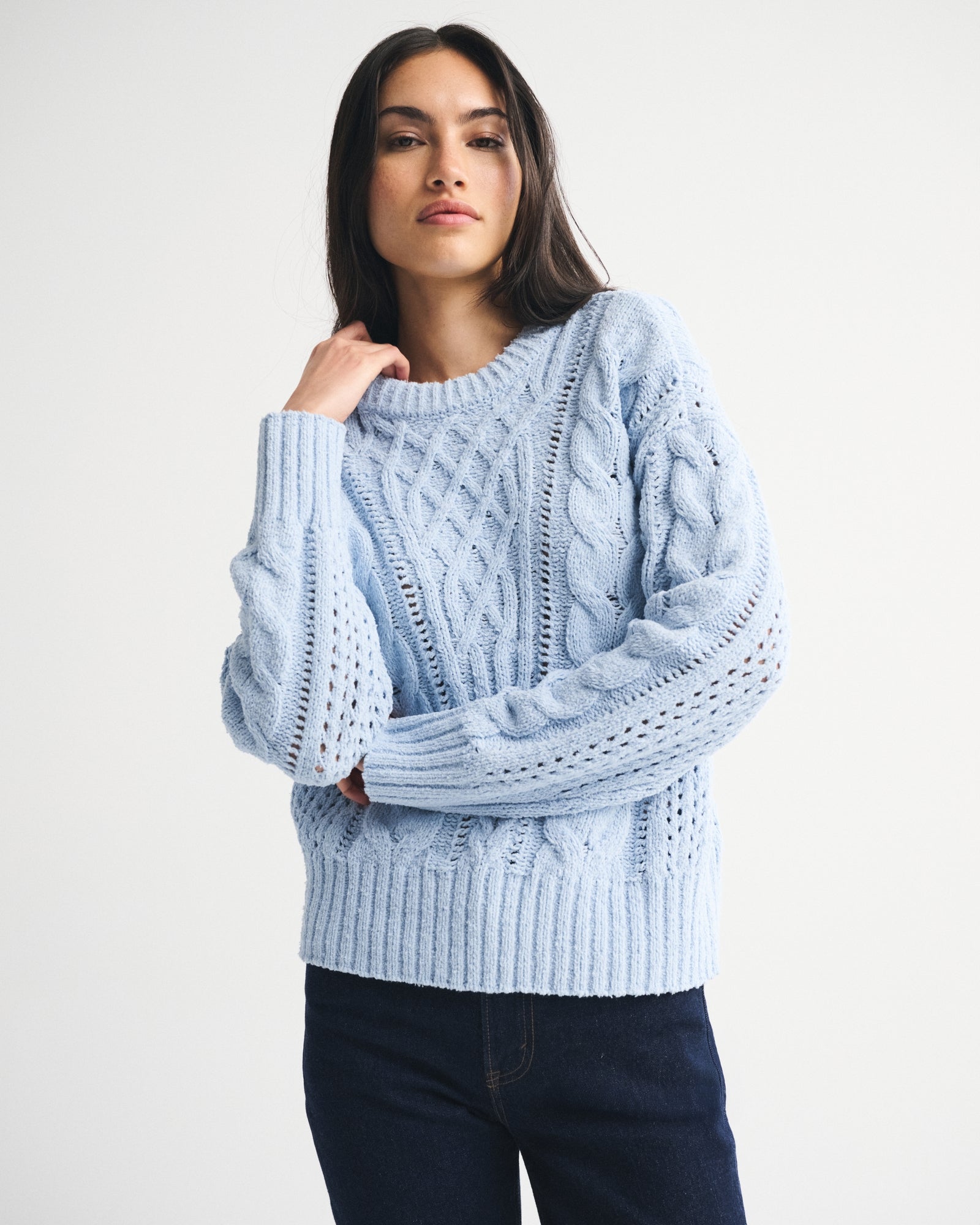 Abercrombie Textural Stitch Cable Crew Sweater
