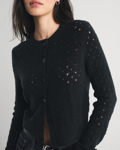 Abercrombie Shrunken Pointelle Crew Cardigan