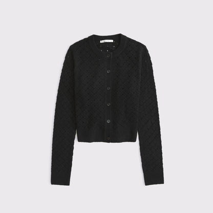 Abercrombie Shrunken Pointelle Crew Cardigan