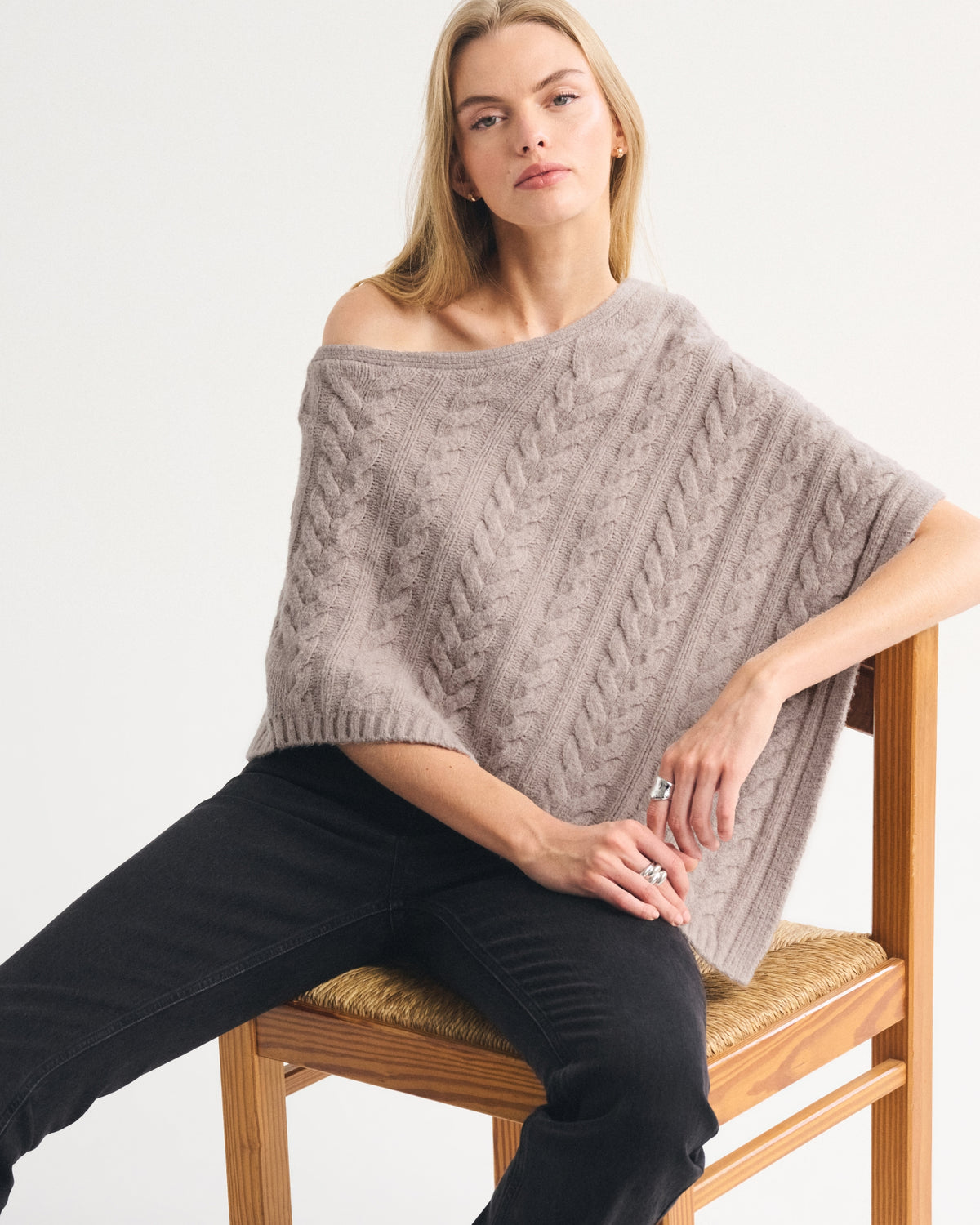 Abercrombie Cable-Knit Poncho