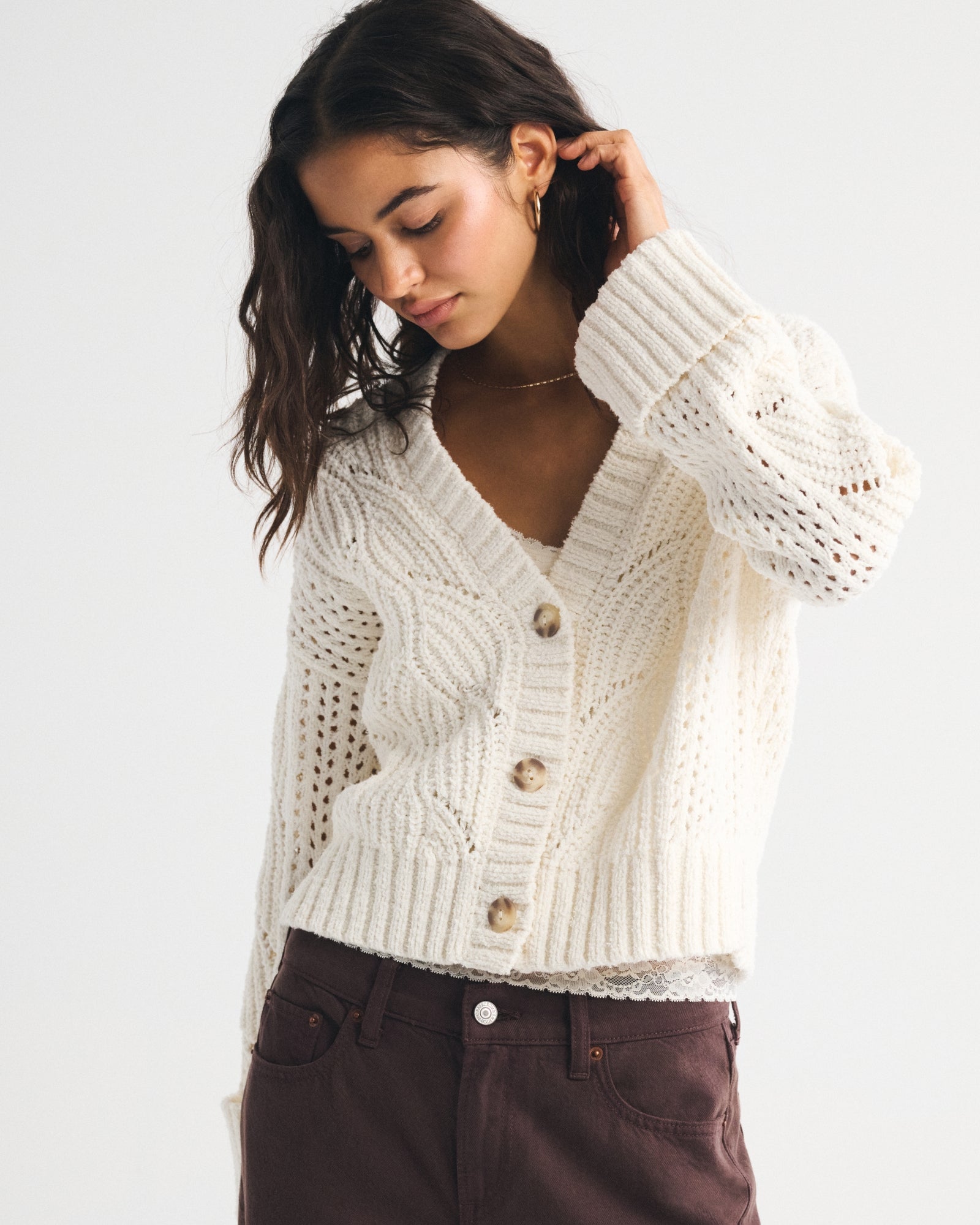 Abercrombie The A&F Cameron Textural Stitch Cardigan