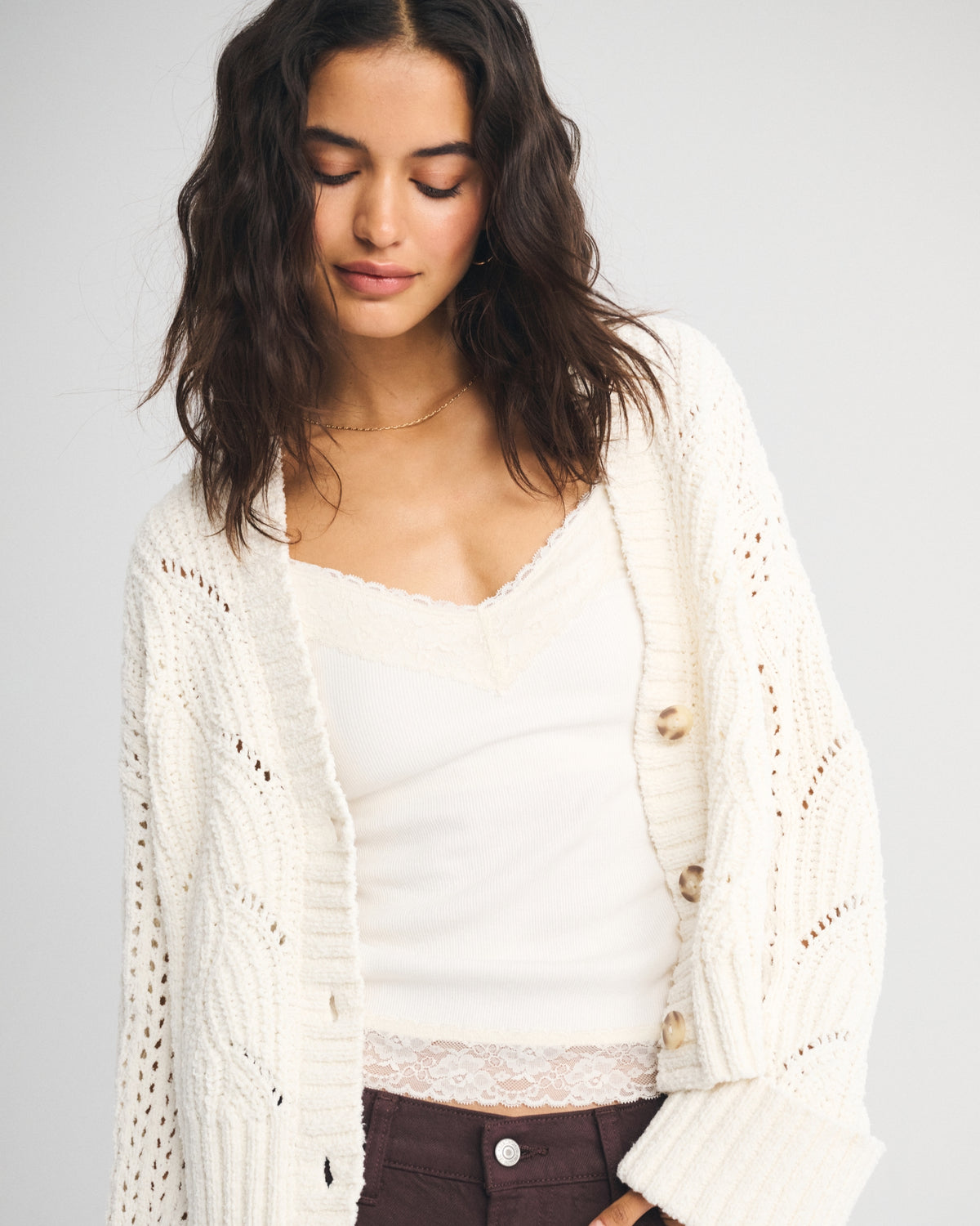 Abercrombie The A&F Cameron Textural Stitch Cardigan