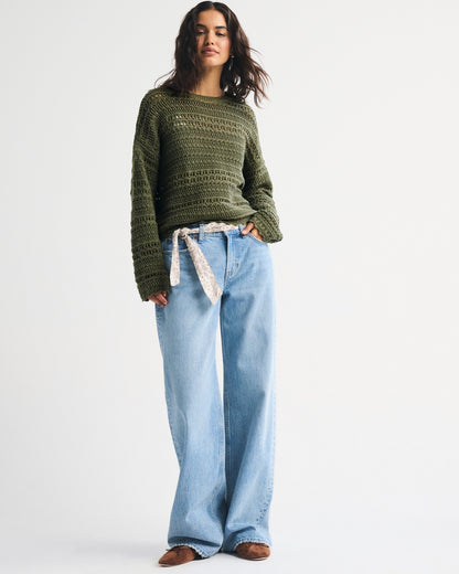 Abercrombie Open-Stitch Textural Crew Sweater