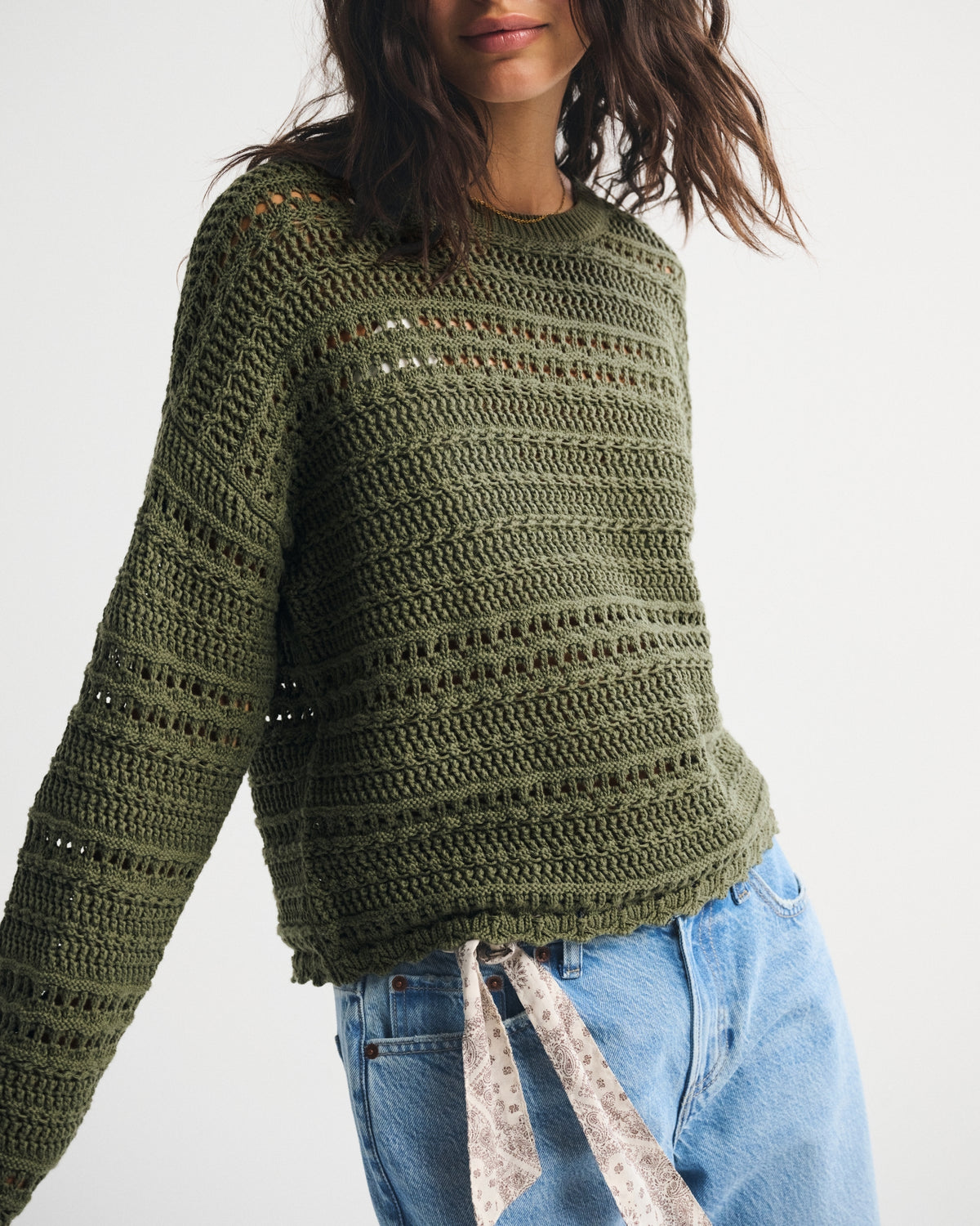 Abercrombie Open-Stitch Textural Crew Sweater