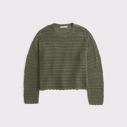 Abercrombie Open-Stitch Textural Crew Sweater
