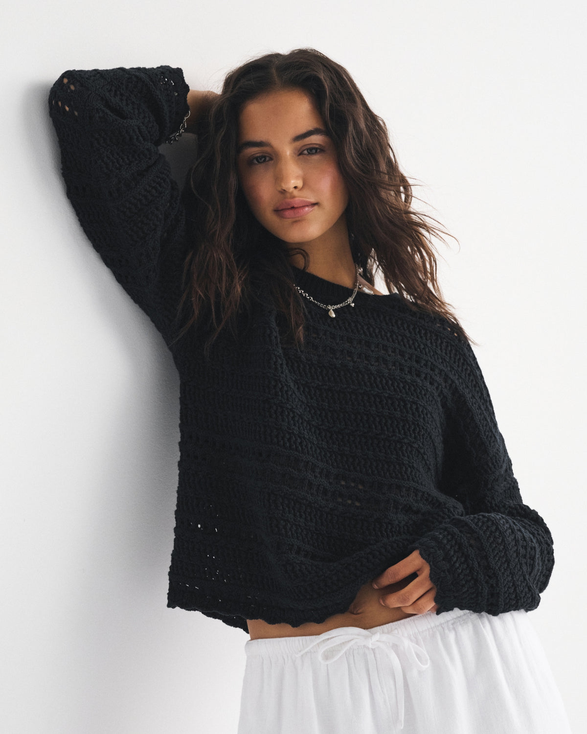 Abercrombie Open-Stitch Textural Crew Sweater