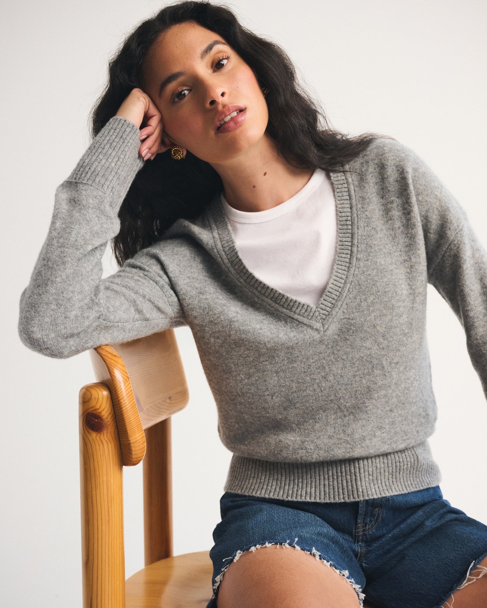 Abercrombie Merino Wool-Blend V-Neck Sweater