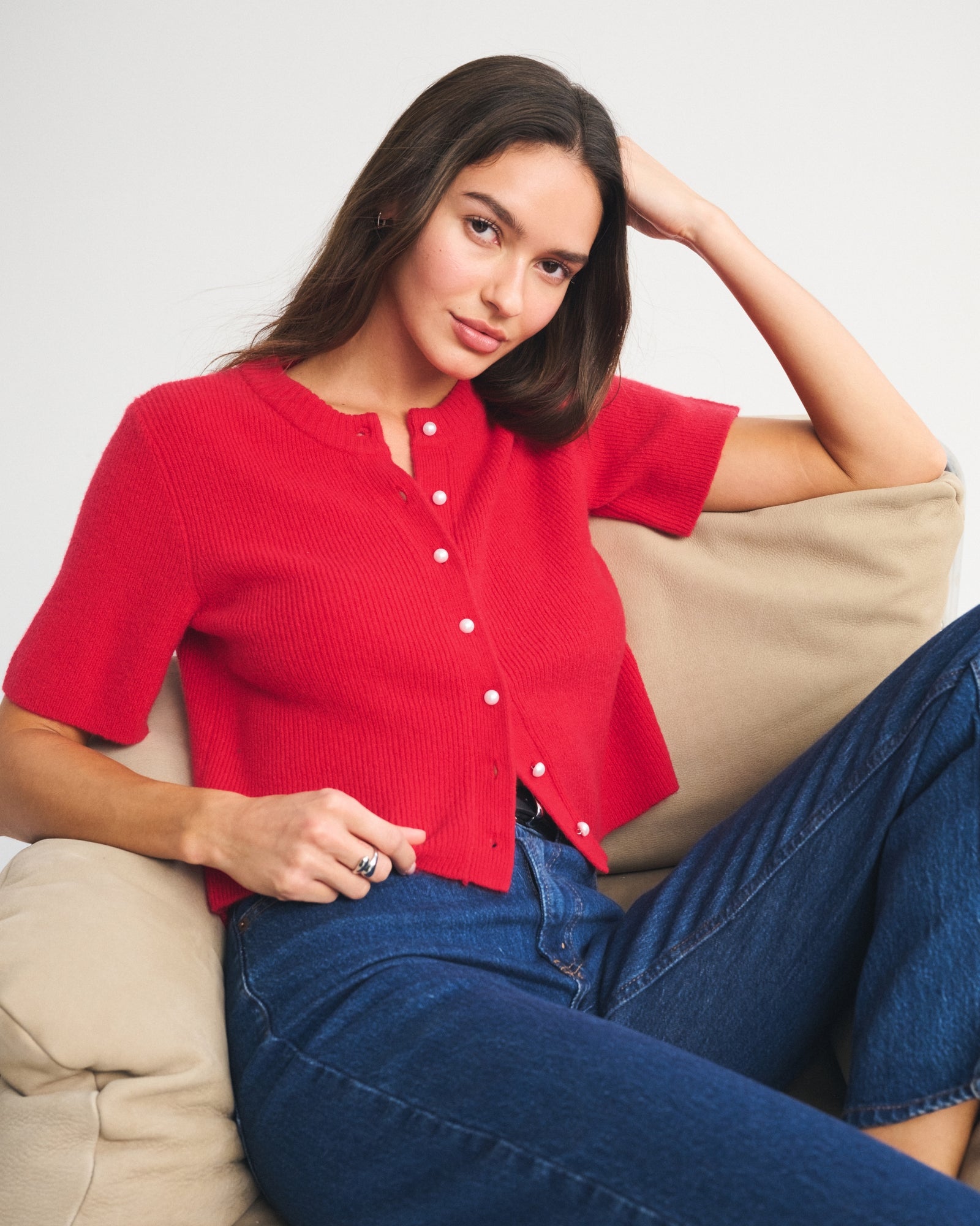 Abercrombie Merino Wool-Blend Short-Sleeve Cardigan